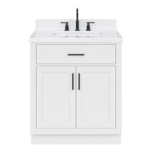 Hepburn 30" Free Standing Single Basin Vanity Set with Cabinet, Quartz Vanity Top, and Rectangular Bathroom Sink