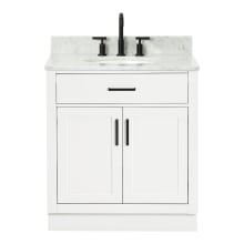 Hepburn 31" Free Standing Single Basin Vanity Set with Cabinet, Marble Vanity Top, and Oval Sink