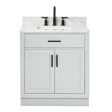 Hepburn 31" Free Standing Single Basin Vanity Set with Cabinet, Marble Vanity Top, and Rectangular Sink