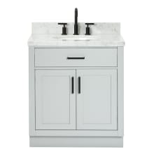 Hepburn 31" Free Standing Single Basin Vanity Set with Cabinet, Marble Vanity Top, and Oval Sink