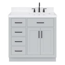 Hepburn 36" Free Standing Single Basin Vanity Set with Cabinet, Quartz Vanity Top, and Right Offset Rectangular Bathroom Sink