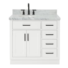 Hepburn 37" Free Standing Single Basin Vanity Set with Cabinet, Marble Vanity Top, and Oval Sink