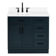 Hepburn 37" Free Standing Single Basin Vanity Set with Cabinet, Quartz Vanity Top, and Oval Sink