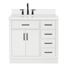 Hepburn 37" Free Standing Single Basin Vanity Set with Cabinet, Quartz Vanity Top, and Oval Sink