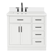 Hepburn 37" Free Standing Single Basin Vanity Set with Cabinet, Quartz Vanity Top, and Rectangular Sink