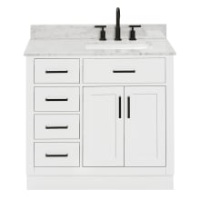 Hepburn 37" Free Standing Single Basin Vanity Set with Cabinet and Marble Vanity Top