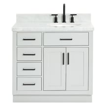 Hepburn 37" Free Standing Single Basin Vanity Set with Cabinet, Marble Vanity Top, and Oval Sink