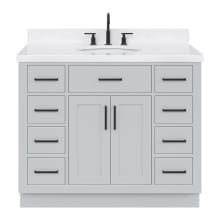 Hepburn 42" Free Standing Single Basin Vanity Set with Cabinet, Quartz Vanity Top, and Oval Bathroom Sink