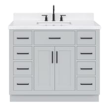Hepburn 42" Free Standing Single Basin Vanity Set with Cabinet, Quartz Vanity Top, and Rectangular Bathroom Sink