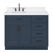 Hepburn 42" Free Standing Single Basin Vanity Set with Cabinet, Quartz Vanity Top, and Left Offset Oval Bathroom Sink