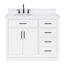 Hepburn 42" Free Standing Single Basin Vanity Set with Cabinet, Quartz Vanity Top, and Left Offset Oval Bathroom Sink
