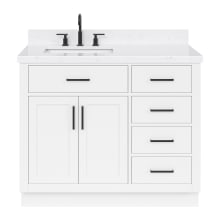 Hepburn 42" Free Standing Single Basin Vanity Set with Cabinet, Quartz Vanity Top, and Left Offset Rectangular Bathroom Sink