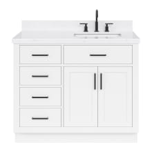 Hepburn 42" Free Standing Single Basin Vanity Set with Cabinet, Quartz Vanity Top, and Right Offset Rectangular Bathroom Sink