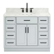 Hepburn 43" Free Standing Single Basin Vanity Set with Cabinet, Marble Vanity Top, and Oval Sink