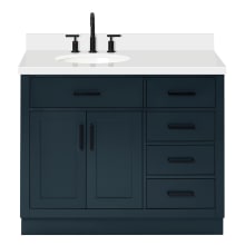 Hepburn 43" Free Standing Single Basin Vanity Set with Cabinet, Quartz Vanity Top, and Oval Sink