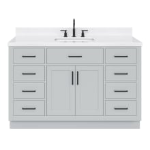 Hepburn 54" Free Standing Single Basin Vanity Set with Cabinet, Quartz Vanity Top, and Rectangular Bathroom Sink