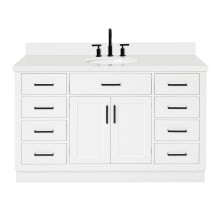 Hepburn 55" Free Standing Single Basin Vanity Set with Cabinet, Quartz Vanity Top, and Oval Sink
