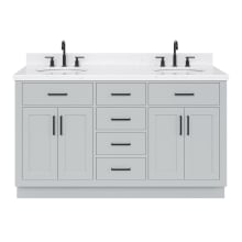 Hepburn 60" Free Standing Double Basin Vanity Set with Cabinet, Quartz Vanity Top, and Oval Bathroom Sink