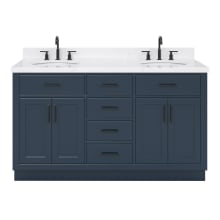 Hepburn 60" Free Standing Double Basin Vanity Set with Cabinet, Quartz Vanity Top, and Oval Bathroom Sink