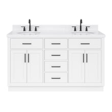 Hepburn 60" Free Standing Double Basin Vanity Set with Cabinet, Quartz Vanity Top, and Oval Bathroom Sink
