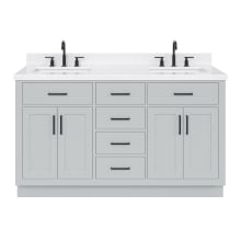 Hepburn 60" Free Standing Double Basin Vanity Set with Cabinet, Quartz Vanity Top, and Rectangular Bathroom Sink