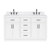 Hepburn 60" Free Standing Double Basin Vanity Set with Cabinet, Quartz Vanity Top, and Rectangular Bathroom Sink