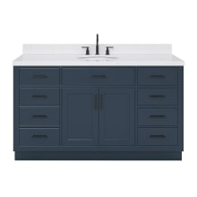 Hepburn 60" Free Standing Single Basin Vanity Set with Cabinet, Quartz Vanity Top, and Oval Bathroom Sink