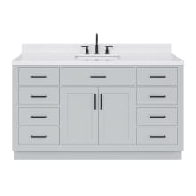 Hepburn 60" Free Standing Single Basin Vanity Set with Cabinet, Quartz Vanity Top, and Rectangular Bathroom Sink