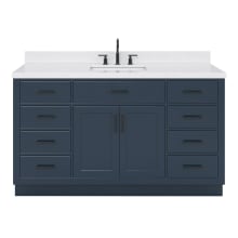 Hepburn 60" Free Standing Single Basin Vanity Set with Cabinet, Quartz Vanity Top, and Rectangular Bathroom Sink