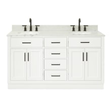 Hepburn 61" Free Standing Double Basin Vanity Set with Cabinet, Marble Vanity Top, and Oval Sinks