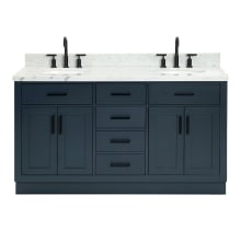 Hepburn 61" Free Standing Double Basin Vanity Set with Cabinet, Marble Vanity Top, and Oval Sinks