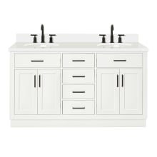 Hepburn 61" Free Standing Double Basin Vanity Set with Cabinet, Quartz Vanity Top, and Oval Sinks