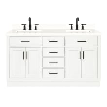 Hepburn 61" Free Standing Double Basin Vanity Set with Cabinet, Quartz Vanity Top, and Rectangular Sinks