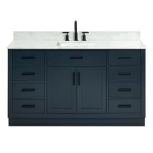 Hepburn 61" Free Standing Single Basin Vanity Set with Cabinet, Marble Vanity Top, and Rectangular Sink