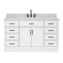 Hepburn 61" Free Standing Single Basin Vanity Set with Cabinet, Marble Vanity Top, and Rectangular Sink