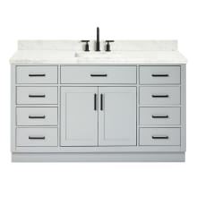 Hepburn 61" Free Standing Single Basin Vanity Set with Cabinet and Marble Vanity Top