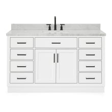 Hepburn 61" Free Standing Single Basin Vanity Set with Cabinet and Marble Vanity Top