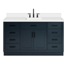 Hepburn 61" Free Standing Single Basin Vanity Set with Cabinet, Quartz Vanity Top, and Oval Sink