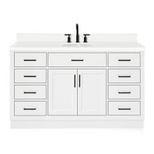 Hepburn 61" Free Standing Single Basin Vanity Set with Cabinet, Quartz Vanity Top, and Oval Sink