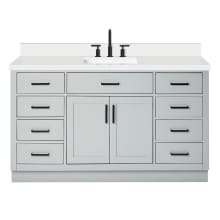 Hepburn 61" Free Standing Single Basin Vanity Set with Cabinet, Quartz Vanity Top, and Rectangular Sink