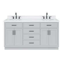 Hepburn 66" Free Standing Double Basin Vanity Set with Cabinet, Quartz Vanity Top, and Oval Bathroom Sink
