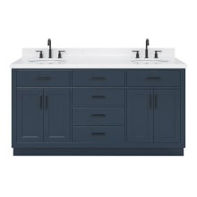 Hepburn 66" Free Standing Double Basin Vanity Set with Cabinet, Quartz Vanity Top, and Oval Bathroom Sink