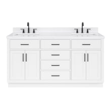 Hepburn 66" Free Standing Double Basin Vanity Set with Cabinet, Quartz Vanity Top, and Rectangular Bathroom Sink