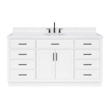 Hepburn 66" Free Standing Single Basin Vanity Set with Cabinet, Quartz Vanity Top, and Oval Bathroom Sink