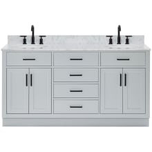 Hepburn 67" Free Standing Double Oval Basin Vanity Set with Cabinet and 3/4" Thick Carrara Marble Vanity Top