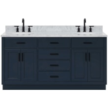 Hepburn 67" Free Standing Double Oval Basin Vanity Set with Cabinet and 3/4" Thick Carrara Marble Vanity Top