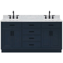 Hepburn 67" Free Standing Double Rectangular Basin Vanity Set with Cabinet and 3/4" Thick Carrara Marble Vanity Top