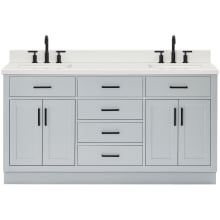 Hepburn 67" Free Standing Double Rectangular Basin Vanity Set with Cabinet and 1-1/2" Thick White Quartz Vanity Top