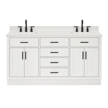 Hepburn 67" Free Standing Double Rectangular Basin Vanity Set with Cabinet and 1-1/2" Thick White Quartz Vanity Top