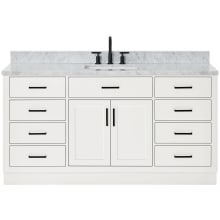 Hepburn 67" Free Standing Single Rectangular Basin Vanity Set with Cabinet and 3/4" Thick Carrara Marble Vanity Top